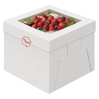 Savveffort 3 Set 10x10x8in Cake Boxes with Stickers,White Bakery Boxes with Window,Baking Box, Tall Cake Box, Suitable for Birthday, Party, Wedding, Banquet 🍁 All In One Marketplace Canada