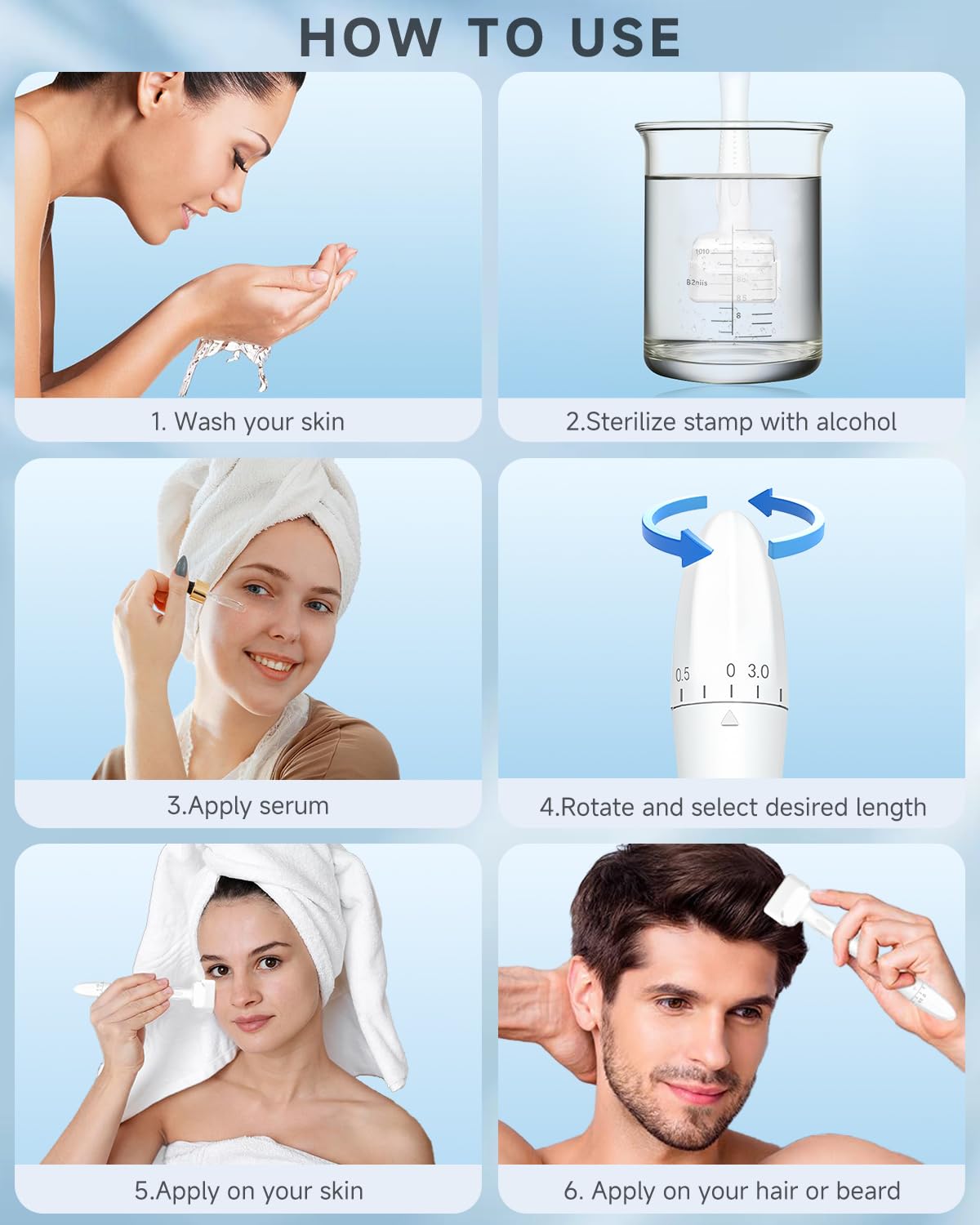VOFEL Derma Stamp for Hair Growth 140 Microneedling Stamp Adjustable Derma Roller for Face 0-3mm Dermal Roller - SR Home Use (1PC) - Available at All In One Marketplace Canada