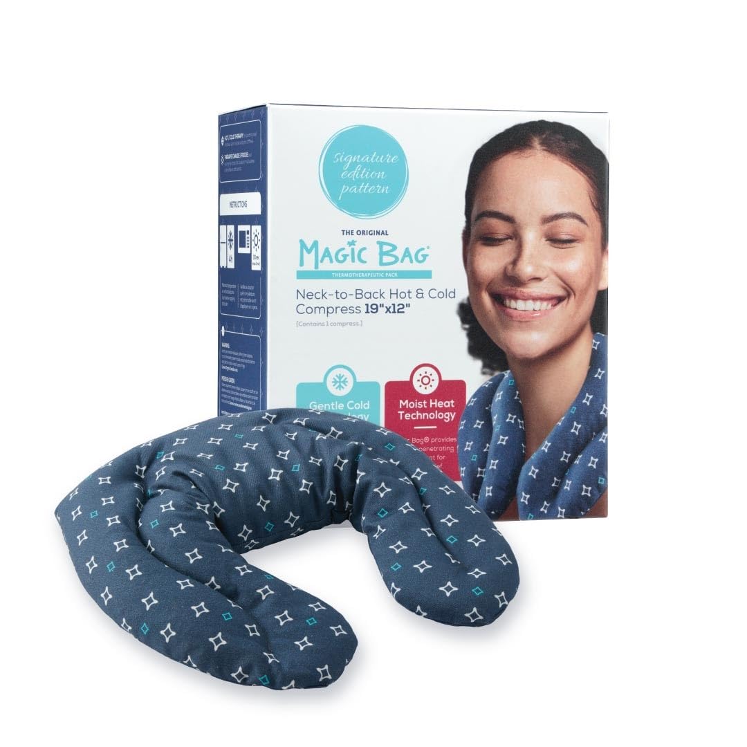Magic Bag Signature Edition Neck-to-Back Hot & Cold Compress, Hot/Cold Therapy for Neck and Shoulder Pain Relief, Awarded with the Family-Tested, Family-Approved Seal, Cordless Magic Bag