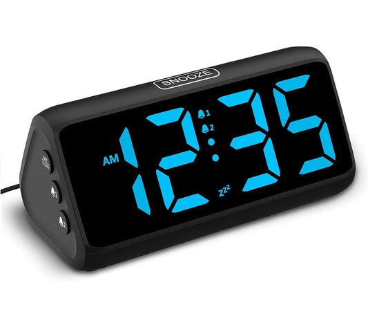Netzu Loud Alarm Clocks for Bedrooms, Heavy Sleepers Alarm Clock with Dual Alarms, Bold Digits, 5 Dimmers, 4 Volumes, Snooze, Bedside Clock for Deep Sleepers Kids Teens Seniors, Plug in Clock