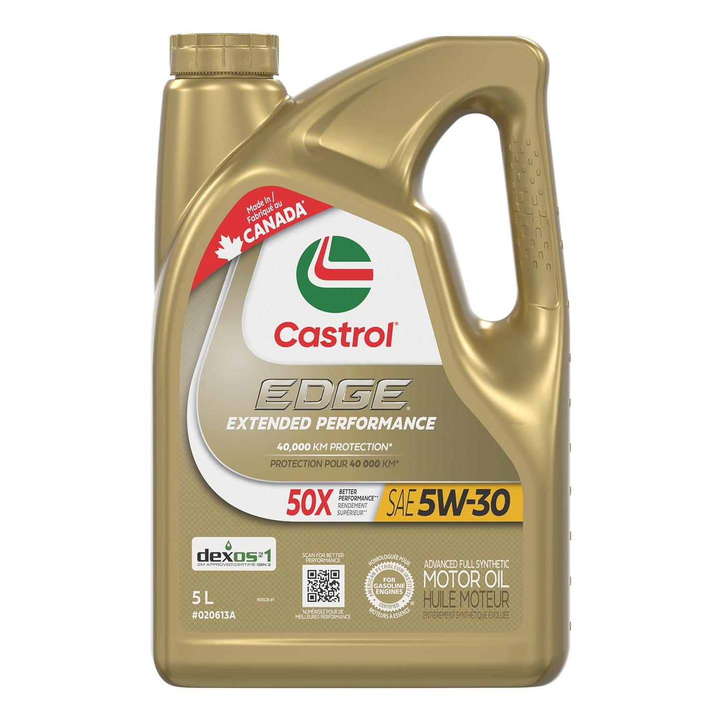 Castrol Edge Extended Performance 5W-30 Advanced Full Synthetic Motor Oil, 5 Litres | Made in Canada Castrol