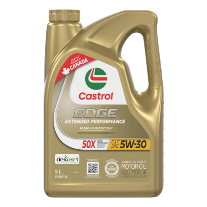 Castrol Edge Extended Performance 5W-30 Advanced Full Synthetic Motor Oil, 5 Litres | Made in Canada Castrol