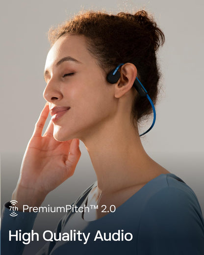 Shokz (AfterShokz) OpenMove - Open-Ear Bluetooth Sport Headphones - Bone Conduction Wireless Earphones - Sweatproof for Running and Workouts, with Sticker Pack (Blue)
