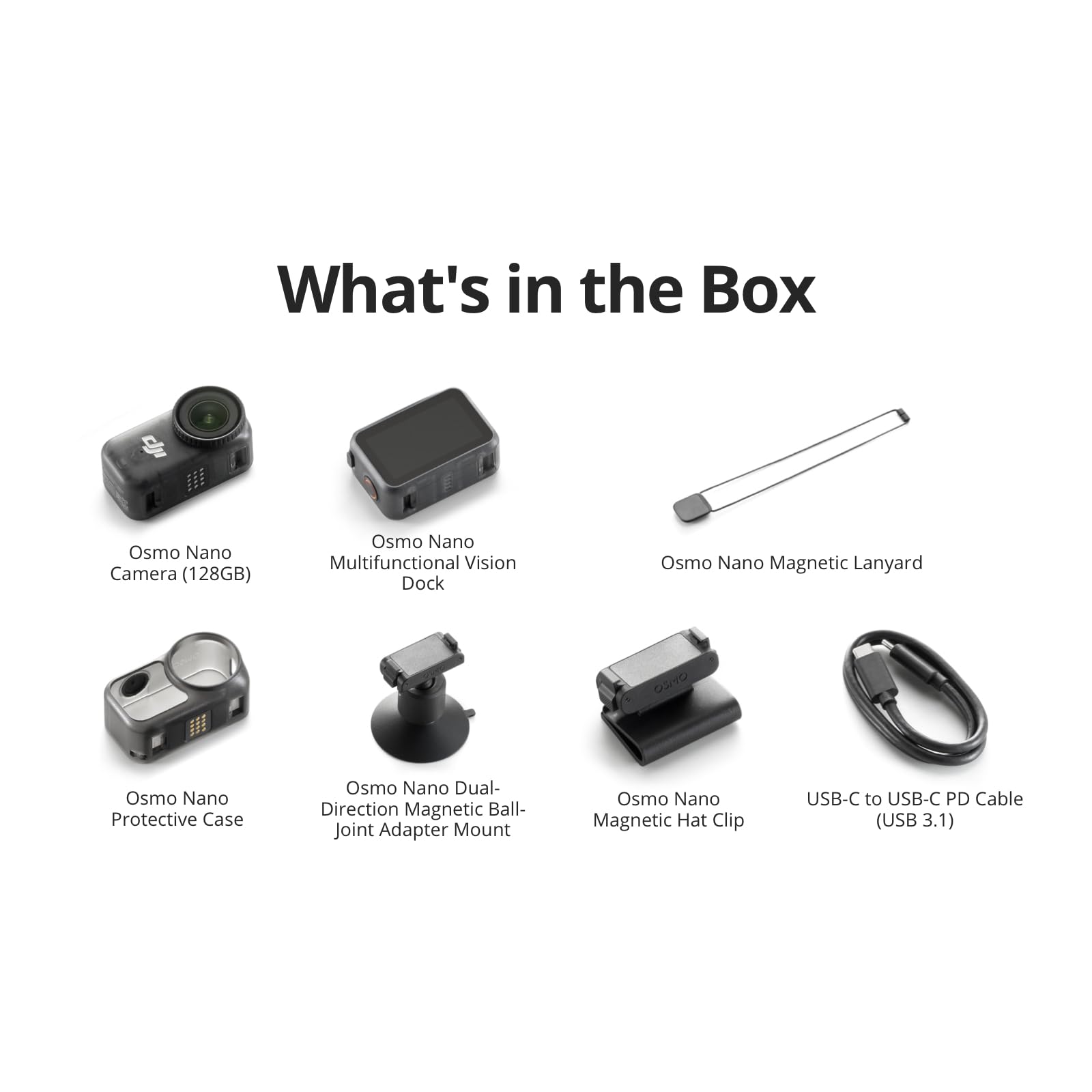 DJI Osmo Nano Standard Combo (128GB), 4K Wearable Camera, 1/1.3″ Sensor DJI