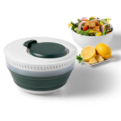 Starfrit Collapsible Salad Spinner 3L Capacity - Compact Storage - Basket Doubles as Colander - Bowl Can Be Used For Serving - Available at All In One Marketplace Canada