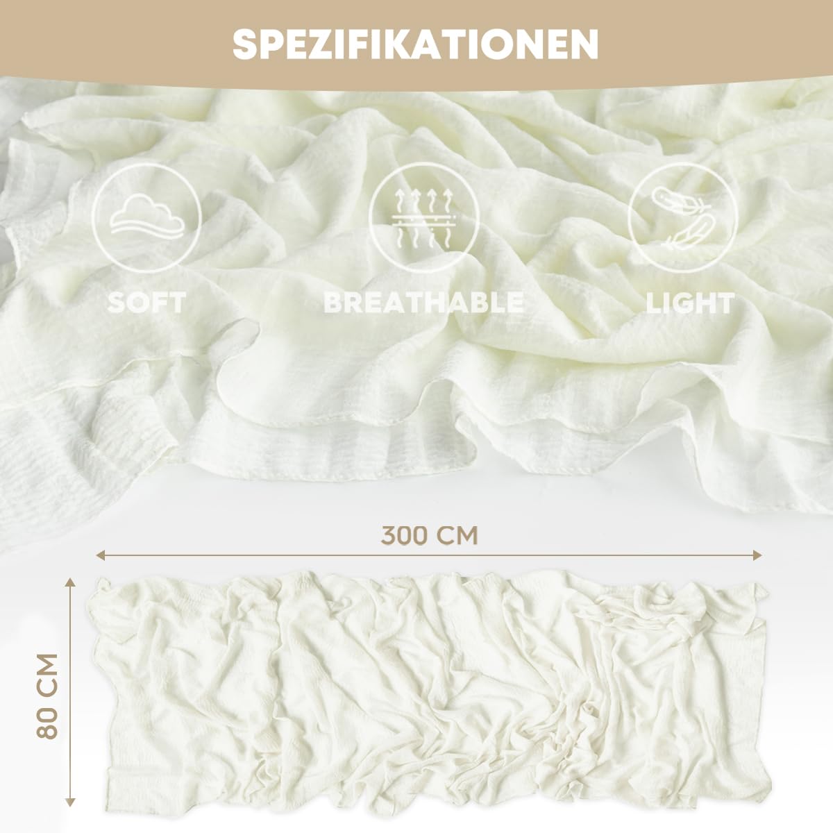 Artoid Mode Boho Milk White Gauze Wedding Table Runner, 300 cm Seasonal Fabric Kitchen Dining Holiday Table Decor for Home Party Indoor 🍁 All In One Marketplace Canada
