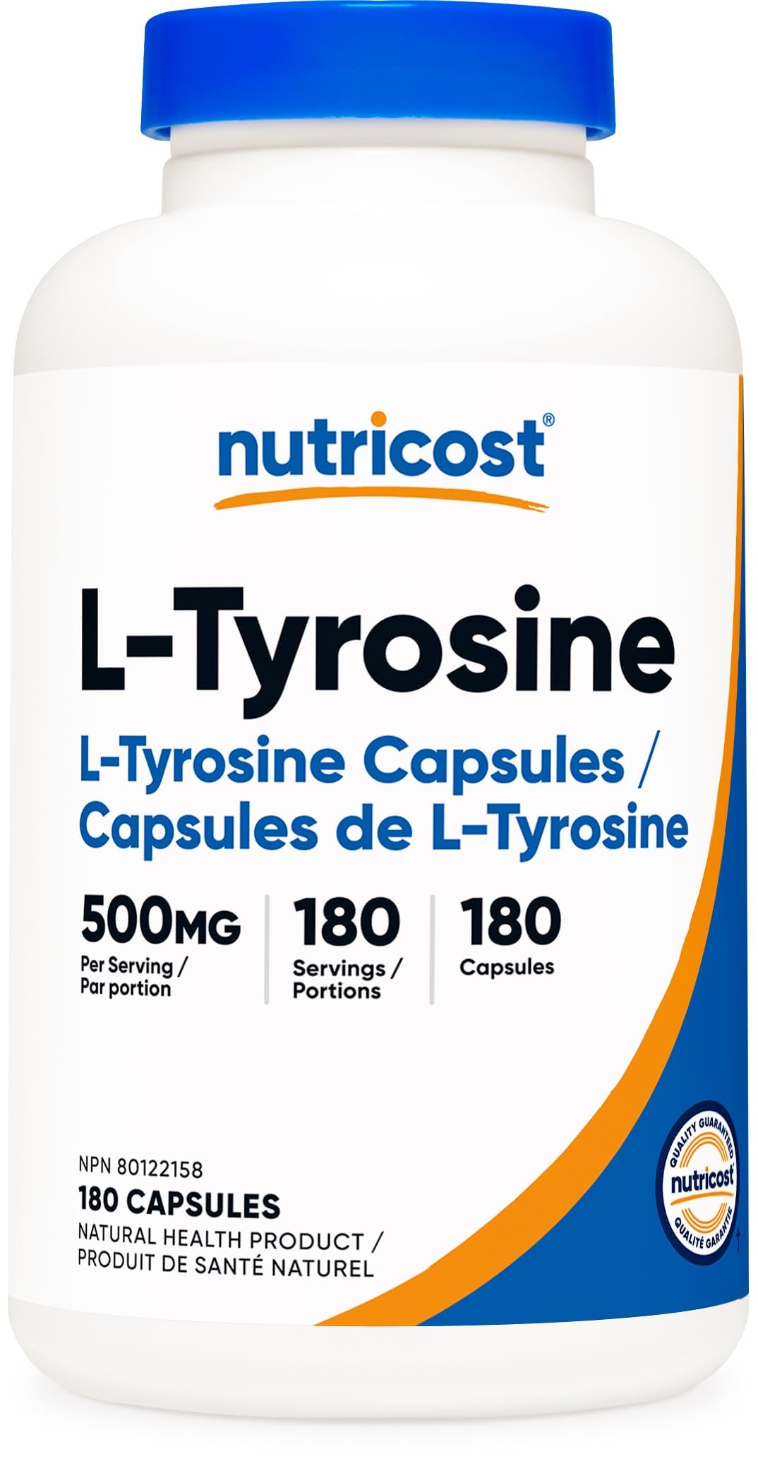 Nutricost L-Tyrosine Supplement (500mg) 180 Capsules - Gluten Free & Non-GMO - Available at All In One Marketplace Canada