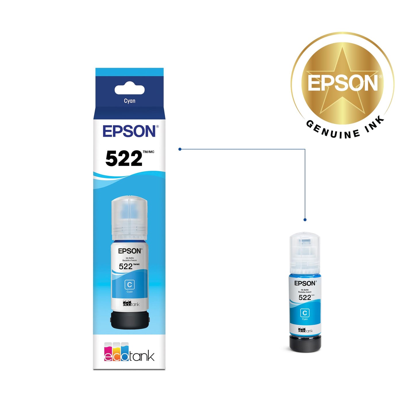 Epson 522 EcoTank Ink Ultra-High Capacity Bottle, Black (T522120-S) - Compatible with ET-2400, ET-2720, ET-2800, ET-2803, ET-2840, ET-4700, ET-4800, ET-4810 - Available at All In One Marketplace Canada
