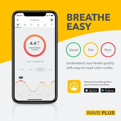 AIRTHINGS Wave Plus Indoor Air Quality Monitor with Radon Detection Free App & Web Dashboard Easy-to-Use Radon, Tvocs, Co2, Temperature, Humidity & Air Pressure “ Bluetooth Battery Operated,White 🍁 All In One Marketplace Canada