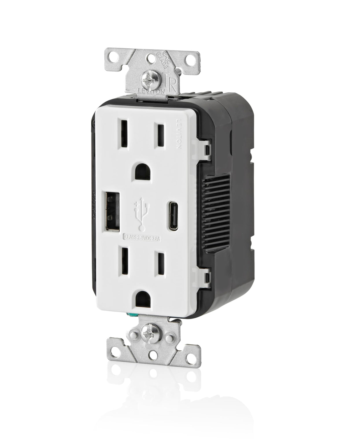 Leviton Tamper-Resistant Outlet, 3-Pack USB Type A/Type-C Wall Outlet Charger, 15 Amp, T5638-B3W, White