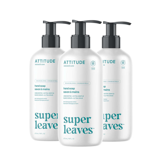 ATTITUDE Liquid Hand Soap, EWG Verified, Plant and Mineral-Based, Vegan Personal Care Products, Unscented, 473 mL (Pack of 3) 🍁 All In One Marketplace Canada