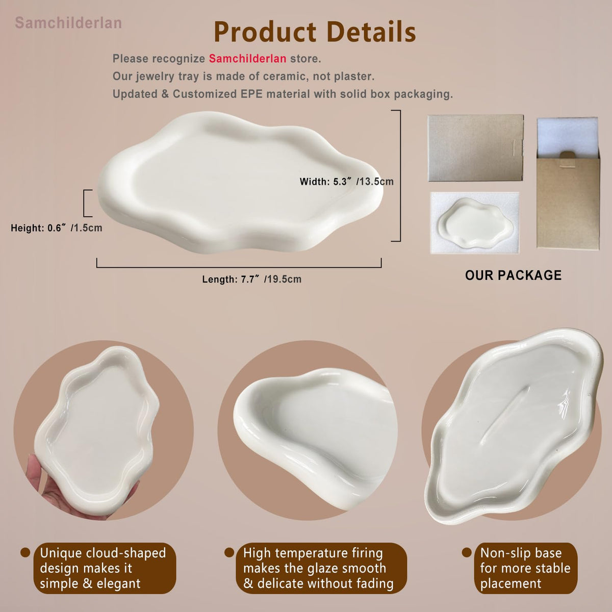 White Ceramic Jewelry Dish for Women, Cloud Jewelry Tray Trinket Holder 🍁 All In One Marketplace Canada
