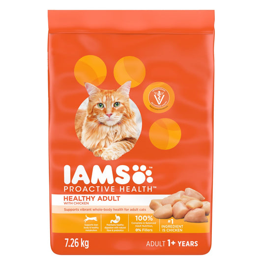 IAMS Proactive Health Healthy Adult Dry Cat Food – Chicken – 7.26KG (16LB) Bag