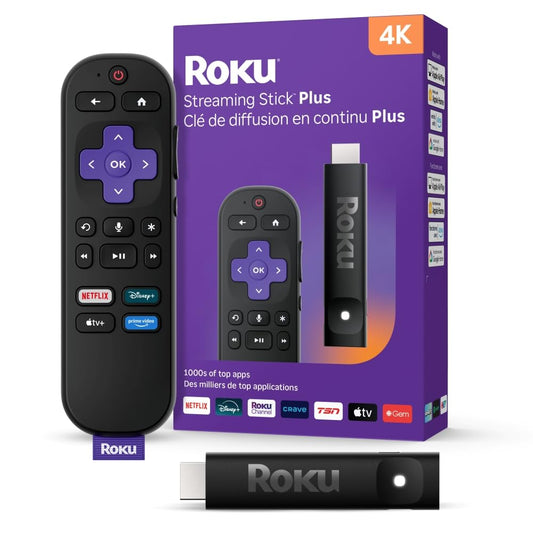 Roku® Streaming Stick™ Plus 2025 – 4K and HDR Roku Streaming Device for TV with Voice Remote – Free and Live TV