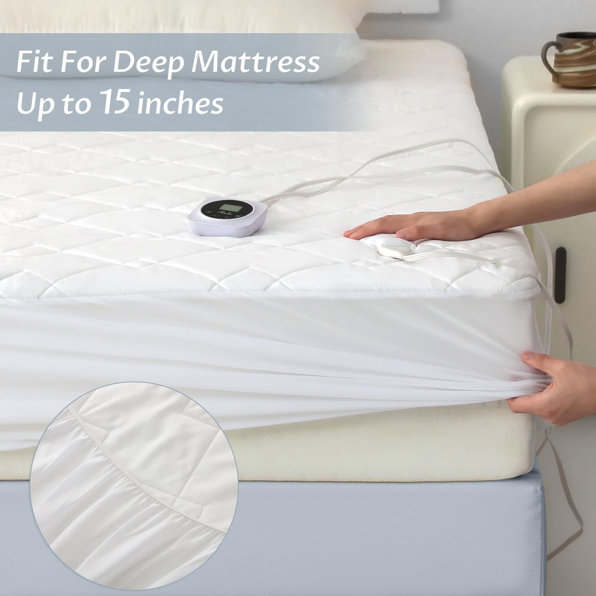 Heated Mattress Pad Queen, Quilted Surface, Preheat & Memory for Winter 🍁 All In One Marketplace Canada