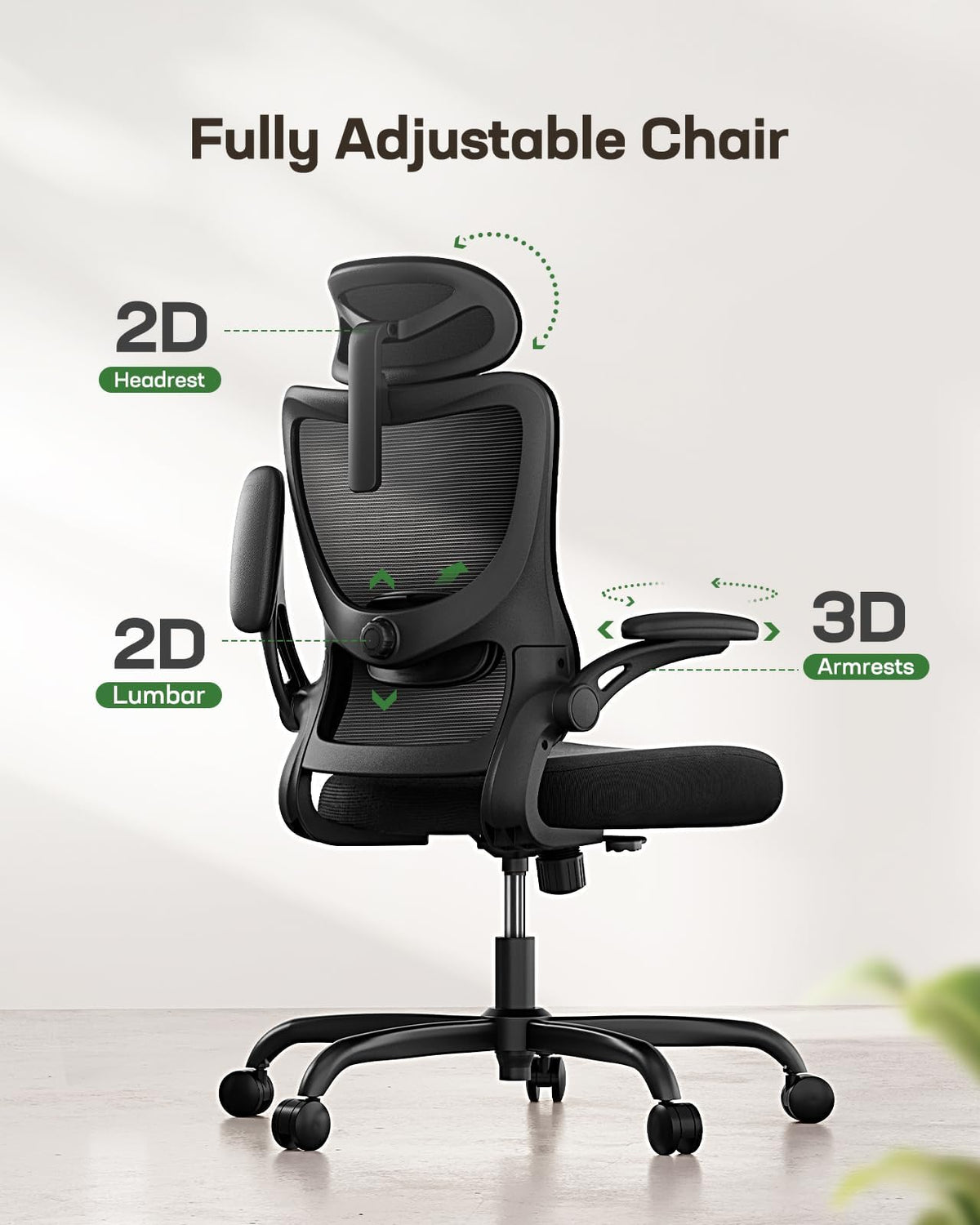 Marsail Ergonomic Office Chair, High Back Mesh with Lumbar Support