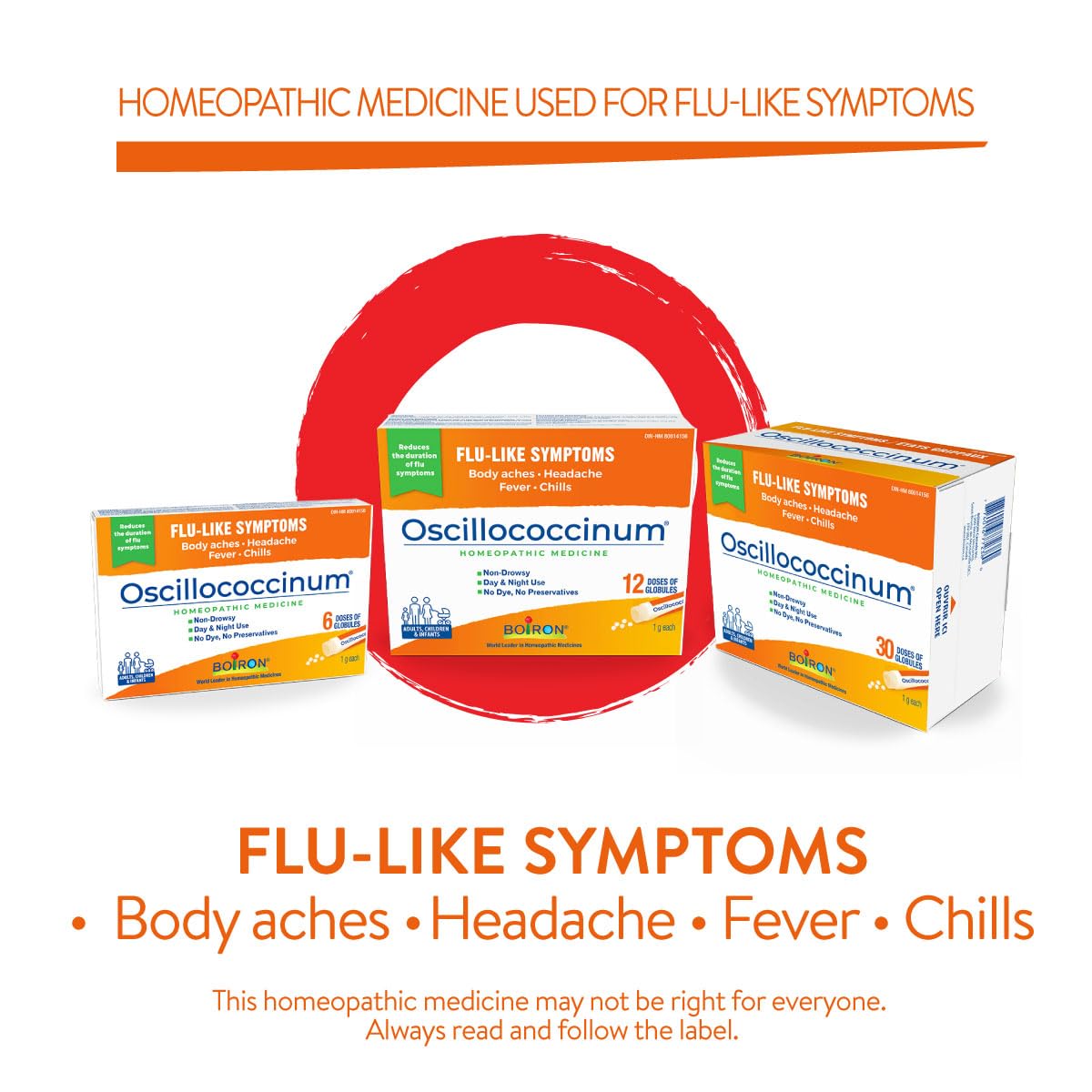 Boiron Oscillococcinum 60 doses Homeopathic Medicine for Flu-like Symptoms; Reduces the duration of flu-like symptoms such as body aches headaches fever and chills; Kosher (Pack of 2) Boiron