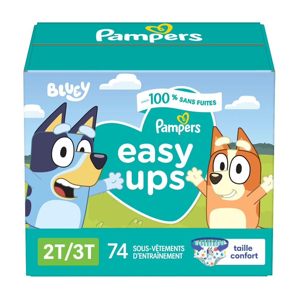 Pampers Easy Ups Girls & Boys Potty Training Pants, Size 4 (2T3T), 74 Count, Bluey Absorbent Training Underwear, Up to 100% Leakproof Day and Night, Hypoallergenic 🍁 All In One Marketplace Canada