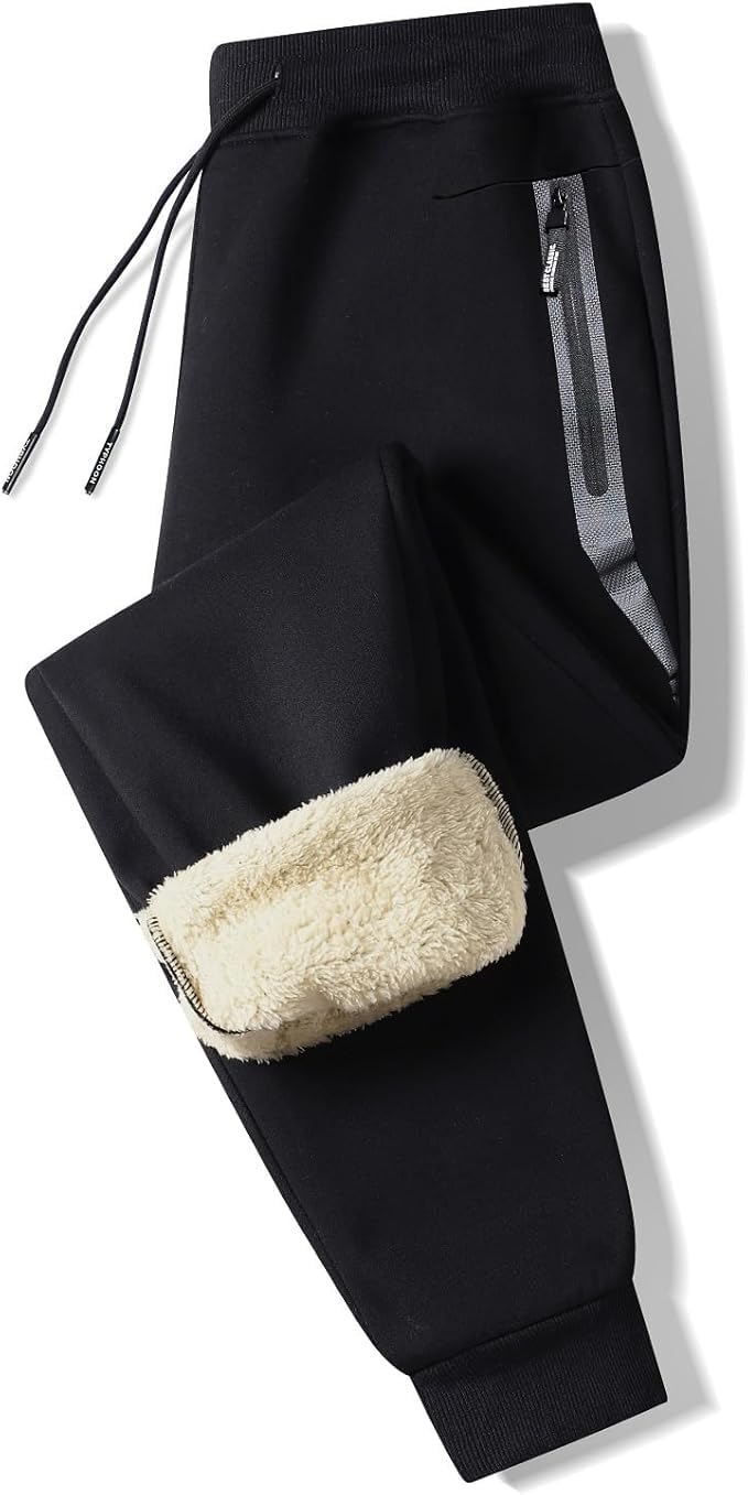 Tansozer Mens Sherpa Fleece Lined Sweatpants (Ribbed Cuff) Black M 🍁 All In One Marketplace Canada