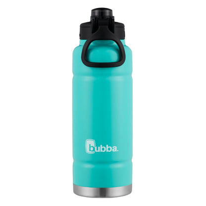 bubba Trailblazer Stainless Steel Water Bottle with Push Button Lid, 40 oz (1.18 L), Vacuum-Insulated, Rubberized Island Teal bubba
