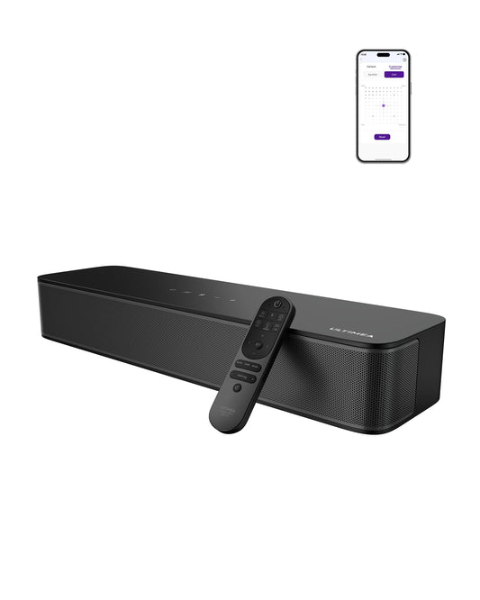 ULTIMEA 2.1ch Sound Bar for TV, Built-in Subwoofer, Peak Power 132W, App Control, 16 Inches Bluetooth 5.4 TV Speakers Soundbar, All-in-one PC Soundbar for Game, Opt/AUX/Wall Mount, Poseidon M20 Pro
