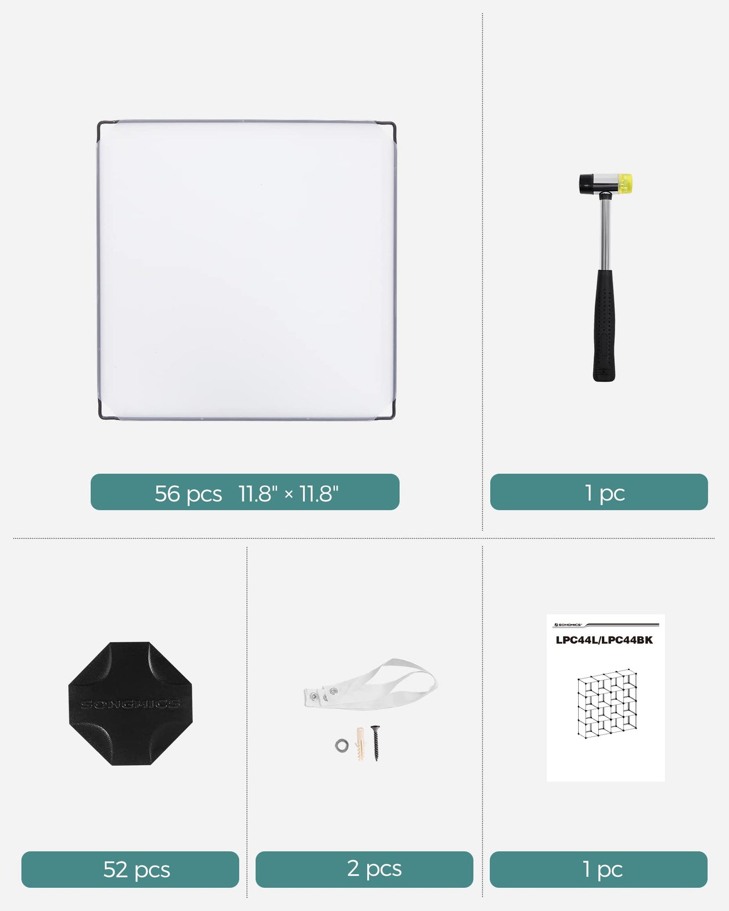 SONGMICS Cube Storage Organizer, 16 Cube Closet Organizers 48.4 x 12.2 x 48.4 Inches, White ULPC44L SONGMICS