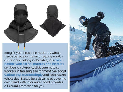 ROCKBROS Ski Mask Thermal Fleece Balaclava for Cold Weather Winter Black 🍁 All In One Marketplace Canada