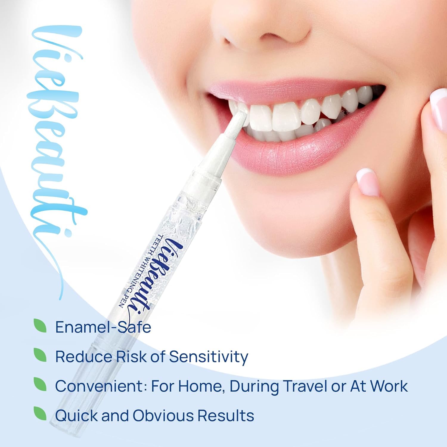 VieBeauti Teeth Whitening Pen Gel: 30+ Uses - Teeth whitening Gel with Professional Formulation and Ingredients, No Sensitivity, Travel-Friendly, Beautiful White Smile Mint - Available at All In One Marketplace Canada