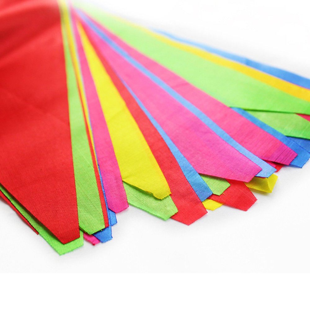 LOOPJOYGAME 250pcs Multicolor Pennant Flags, 263Ft Nylon Fabric Decorations Grand Opening Banner Rope