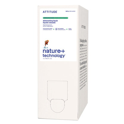 ATTITUDE Dish Soap Refill, EWG Verified, Plant-Based & Vegan Dishwashing Liquid, Naturally Derived, Made in Canada, Green Apple and Basil Scent, 4 Liters 🍁 All In One Marketplace Canada