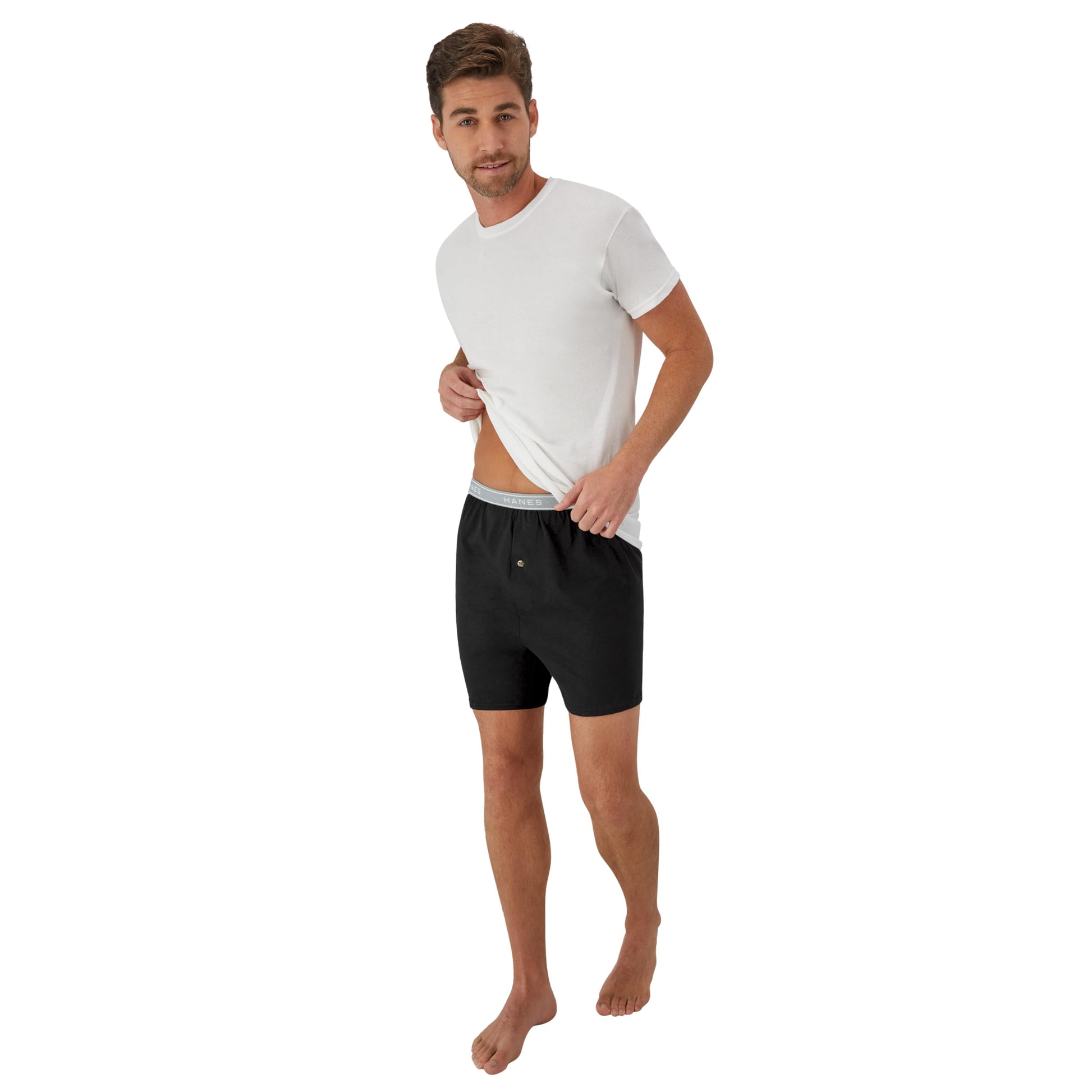 Hanes Men's 5-Pack Exposed Waistband Knit Boxers, Assorted, Large/36-38 Hanes