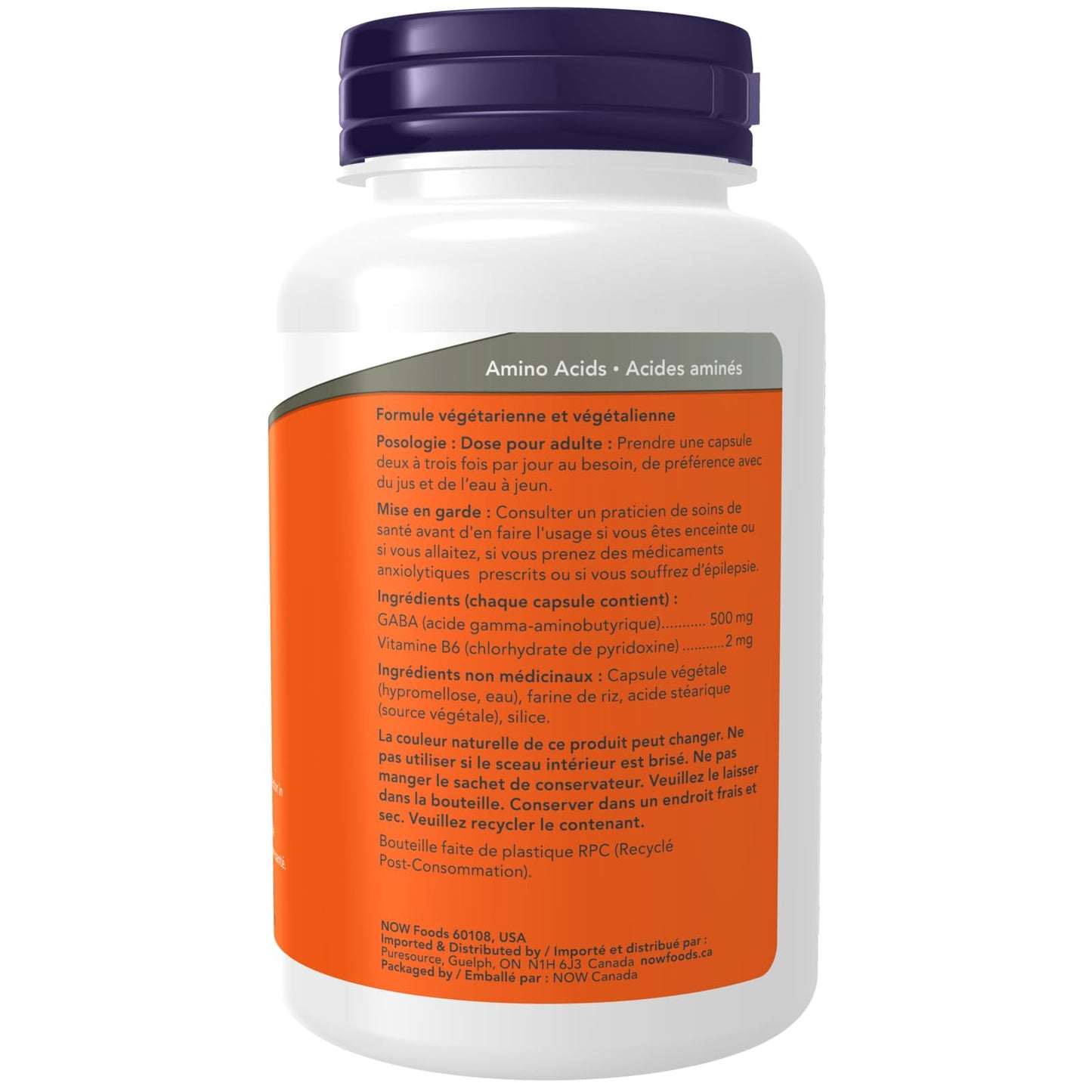 NOW Supplements, GABA (Gamma-Aminobutyric Acid) 500 mg + B-6, Natural Neurotransmitter, 100 Veg Capsules NOW