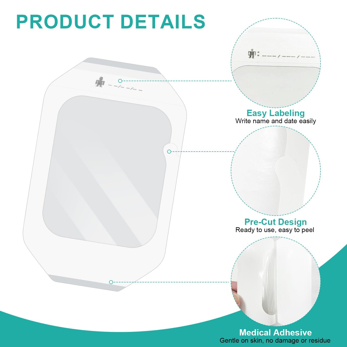 Transparent Film Dressing, 4" x 4.75" (30 Pack), Waterproof Clear Adhesive Bandages for Wound Care, IV Shield & Tattoo Aftercare - Available at All In One Marketplace Canada