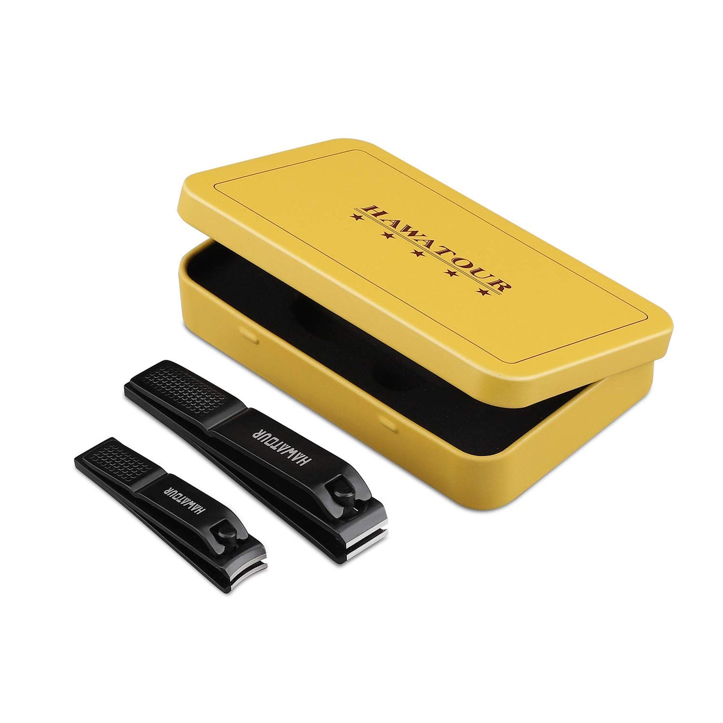 HAWATOUR Nail Clippers Set, Ultra Sharp Sturdy Fingernail and Toenail Clipper Cutters with Visibly Tin Case, Black - Available at All In One Marketplace Canada