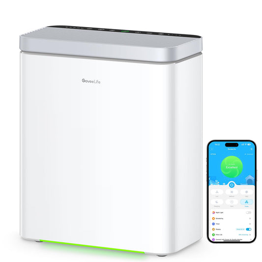 GoveeLife Smart Air Purifier for Home Large Room, Covers up to 1046 ft², PM2.5 Monitor, HEPA Sleep Mode, 3-in-1 Filter Air Purifier with App and Alexa Control for Pet Hair, Odors, Pollen and Smoke - Available at All In One Marketplace Canada