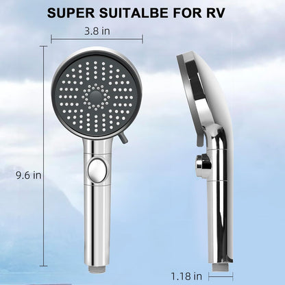 RV Shower Head with Hose, High Pressure 5 Mode Shower Head Replacement, Shower Head for RV/Campers, Travel Trailer, Motorhome for Water Saving, Handheld Shower Head Holder and Hose, On Off Switch