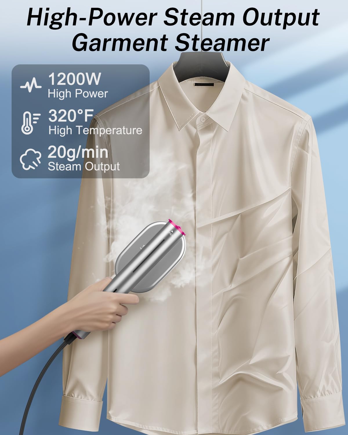 ELORTI Steamer Clothes, 1200W Portable Handheld Travel Steamer