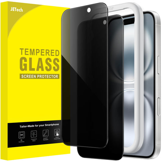 JETech Privacy Screen Protector for iPhone 16 6.1-Inch, Anti-Spy Tempered Glass Film with Easy Installation Tool, 2-Pack - Available at All In One Marketplace Canada