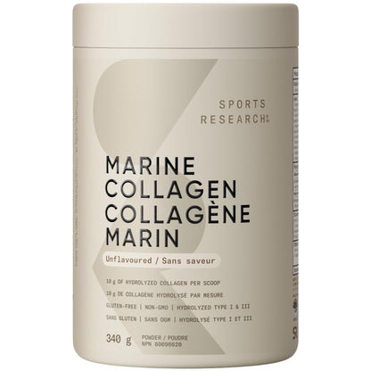 Sports Research® Marine Collagen Peptides Powder - Sourced from Wild-Caught Fish, Pescatarian Friendly, Keto Certified & Non-GMO Verified - Easy to Mix in Water or Juice! (34 Servings) - Available at All In One Marketplace Canada