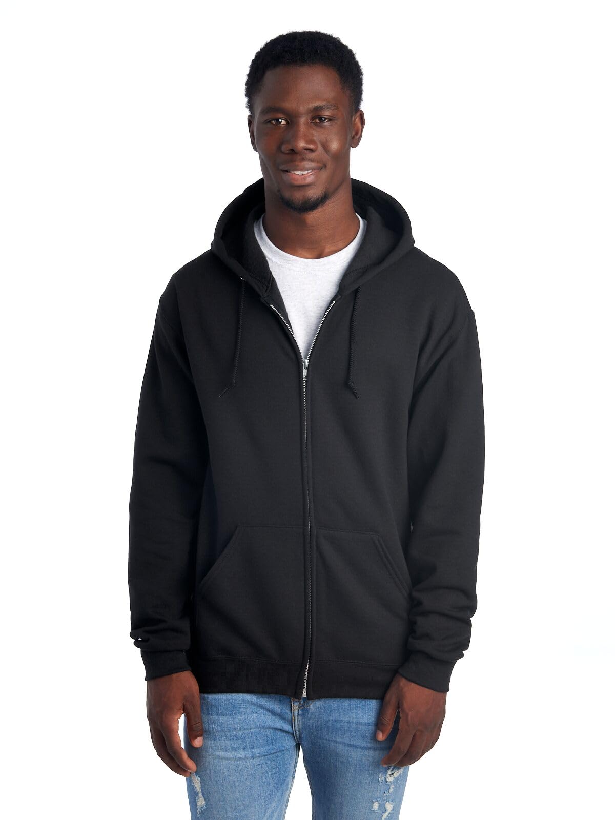 Jerzees NuBlend® Full-⁠Zip Hooded Sweatshirt, Black, Medium
