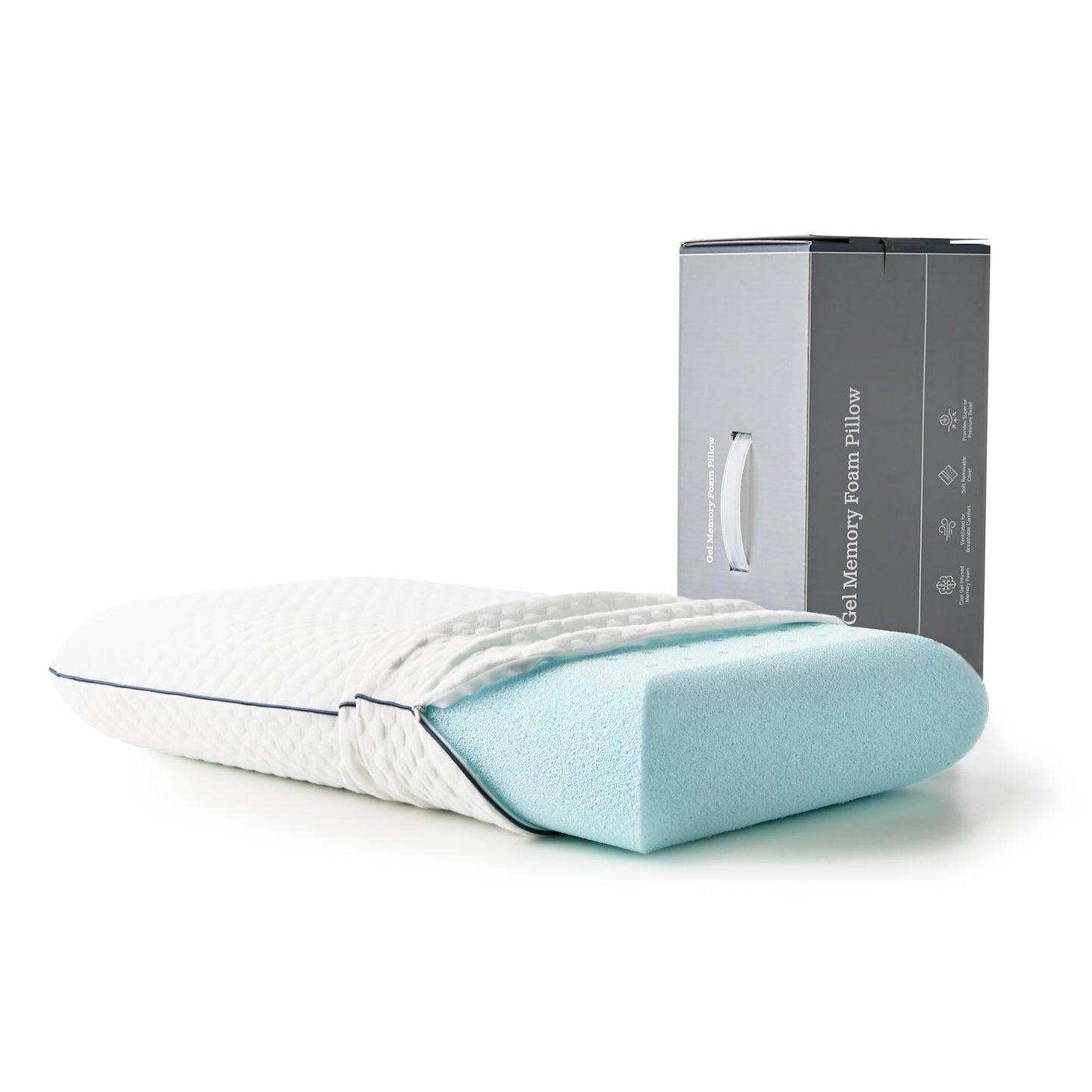 WEEKENDER Ventilated Gel Memory Foam Pillow - Washable Cover - Queen Size(Pack of 1), White WEEKENDER