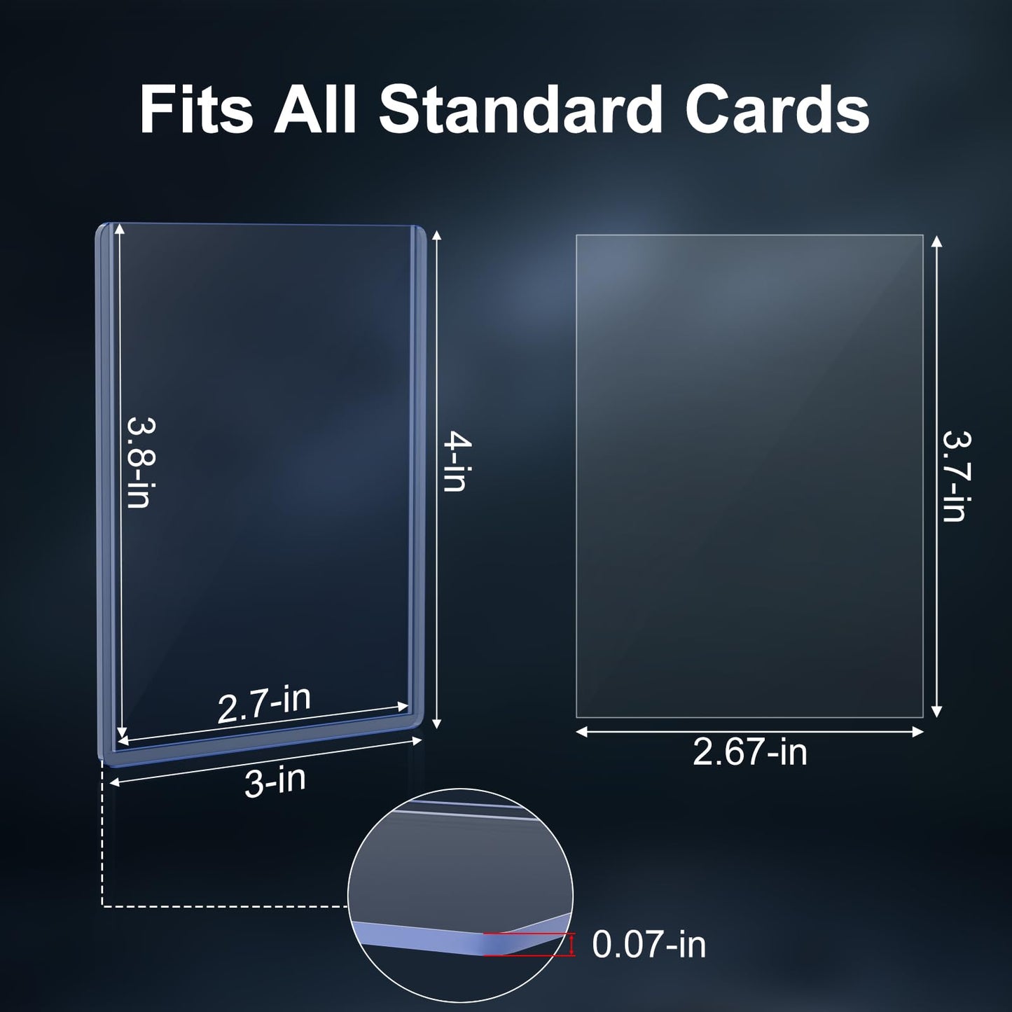 200 Card Sleeves Top Loaders for Cards, 3"x4" Hockey Card Protectors Hard Plastic, Trading Card Sleeves Fit for Hockey and Game Cards (100 Toploaders + 100 Soft Sleeves)