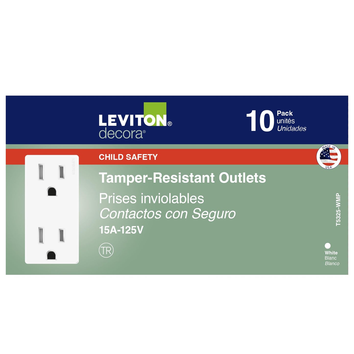 Leviton Decora, 10-Pack, 15 Amp, Tamper-Resistant Duplex Wall Receptacle, T5325-WMP, White 🍁 All In One Marketplace Canada