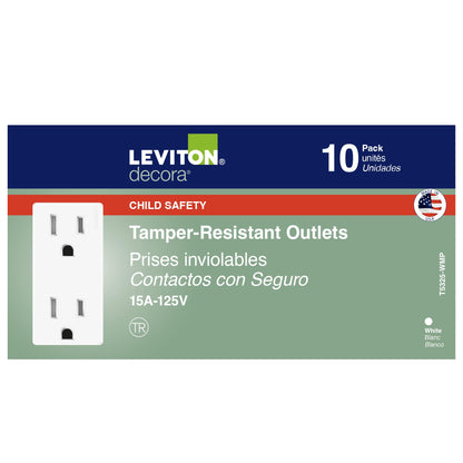 Leviton Decora, 10-Pack, 15 Amp, Tamper-Resistant Duplex Wall Receptacle, T5325-WMP, White 🍁 All In One Marketplace Canada