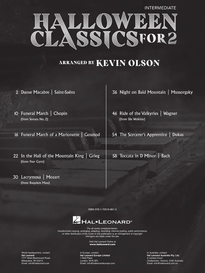 Halloween Classics for Two | Piano Duets Sheet Music for 1 Piano 4 Hands Intermediate Players | Arranged by Kevin Olson | Classical Duet Songbook for Recitals Teaching and Seasonal Performance