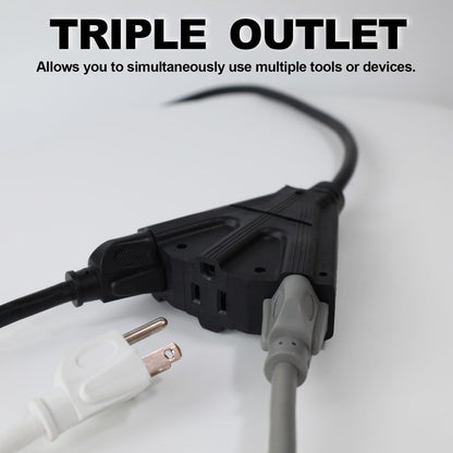 EP 6 Ft Outdoor Extension Cord with 3 Electrical Power Outlets - 16/3 SJTW Black Cable with 3 Prong Grounded Plug for Safety Great for Christmas Lights, Garden and Major Appliances 🍁 All In One Marketplace Canada