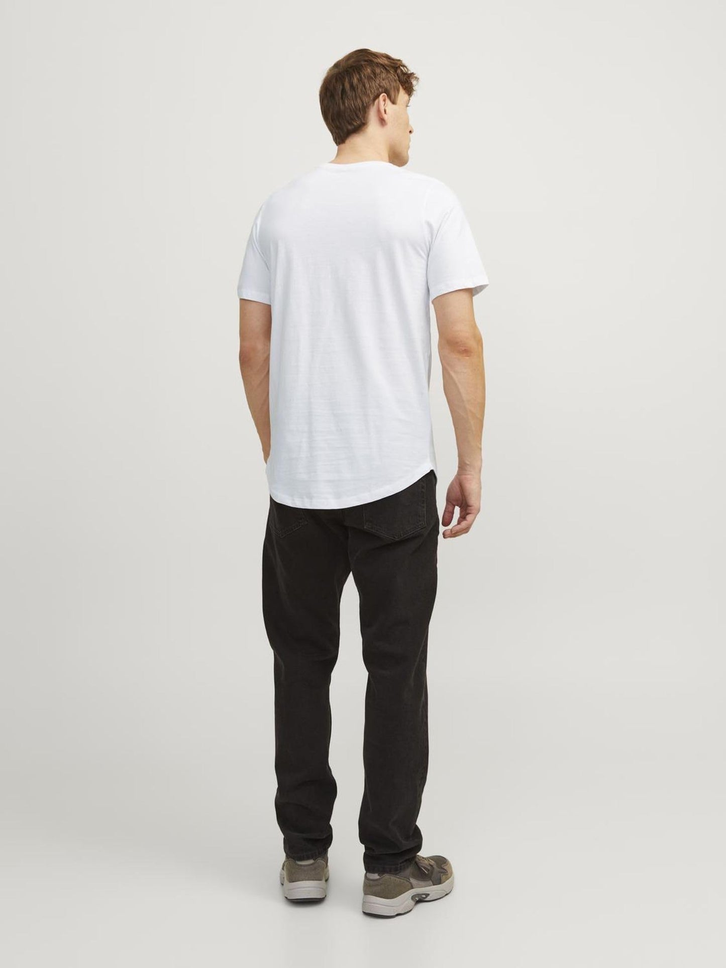 JACK & JONES Men's Long Line Fit T-Shirt JJENOA TEE SS Crew Neck NOOS White Medium JACK & JONES
