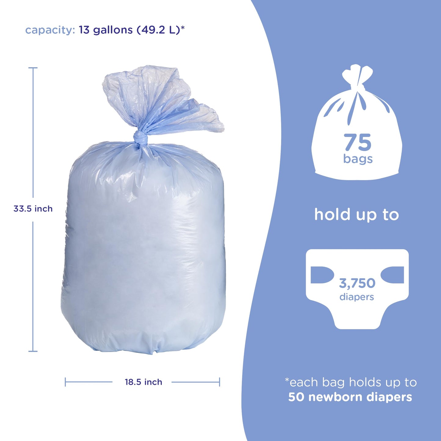 Ubbi Disposable Diaper Pail Plastic Bags, Value Pack, 75 Count, 13-Gallon Bags 🍁 All In One Marketplace Canada