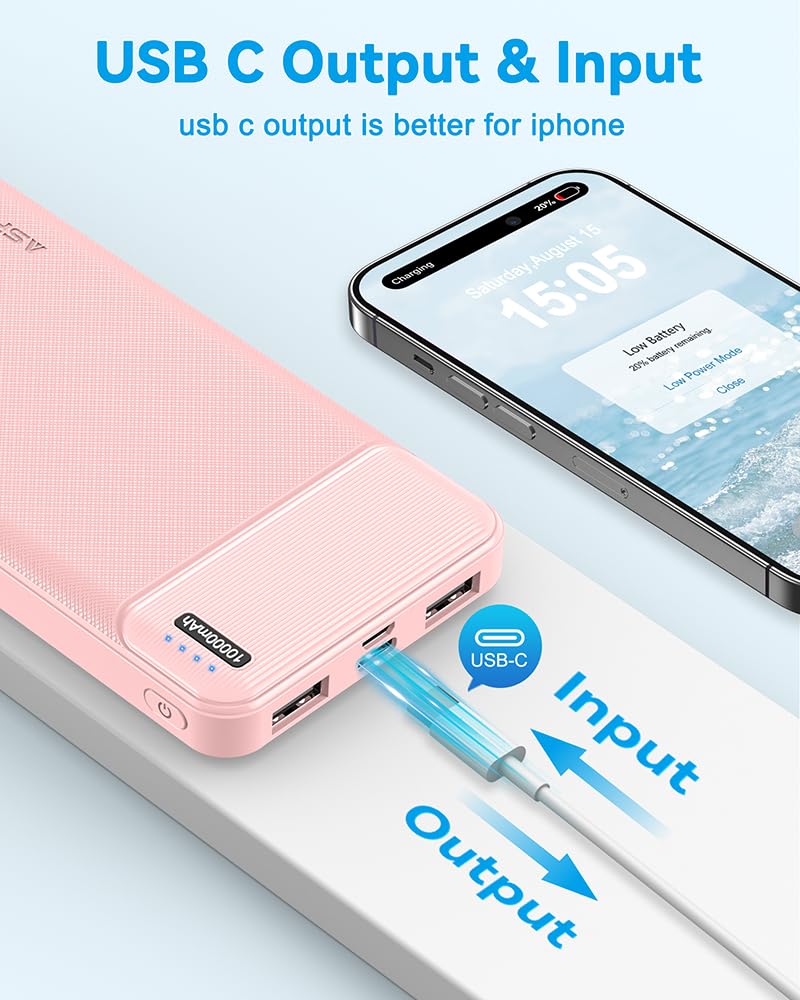 AsperX Power Bank 2 Pack, 10000mAh USB C Portable Charger for iPhone, Portable Battery Bank with 3 Outputs, Travel Essentials Battery Pack Power Bank for iPhone Series, Smartphones, Earphones and More 🍁 All In One Marketplace Canada