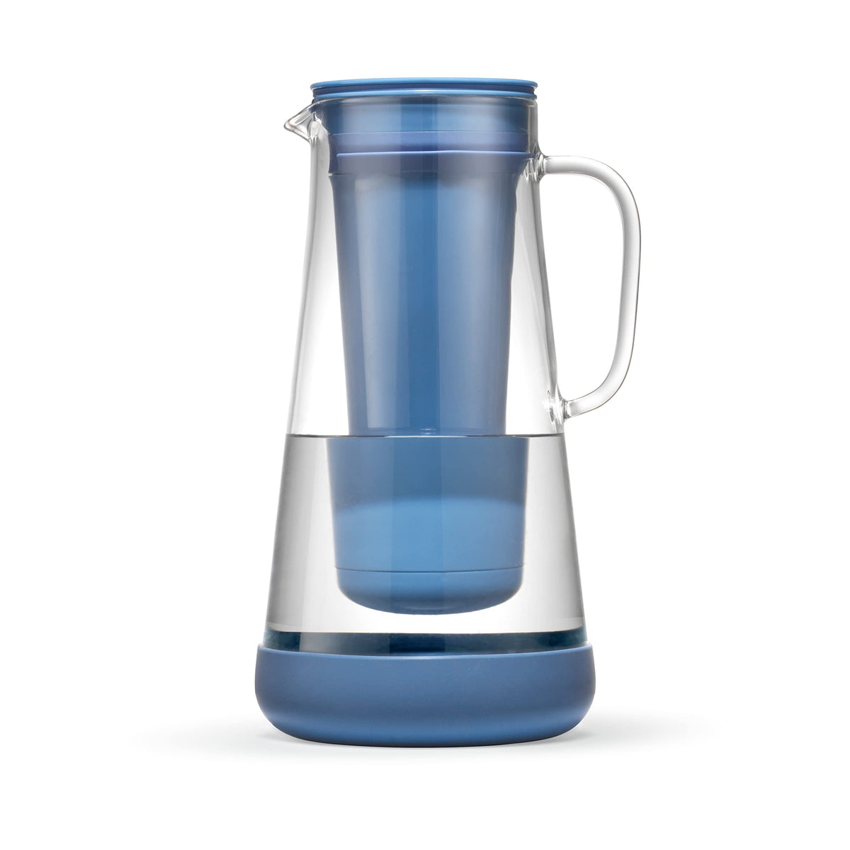 LifeStraw Home – Water Filter Pitcher, 7-Cup, Glass with Silicone Base, Stormy Blue, for Everyday Protection Against Bacteria, parasites, microplastics, Lead, Mercury, PFAS and a Variety of Chemicals